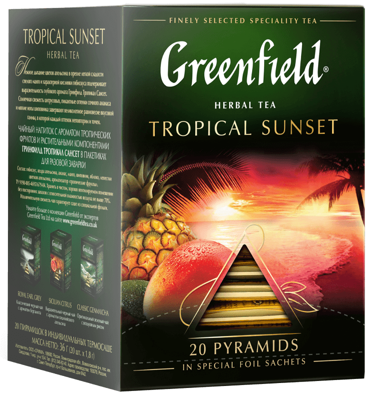 Травяной чай в пирамидках Greenfield Tropical Sunset в пирамидках, 20 шт