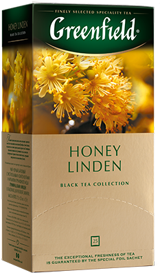 არომატიზებული შავი ჩაი Greenfield Honey Linden ერთჯერად პაკეტებში, 25 ც