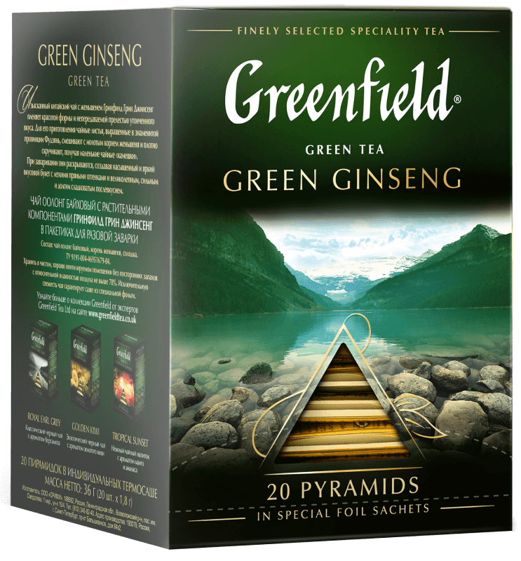 Зеленый чай в пирамидках Greenfield Green Ginseng в пирамидках, 20 шт
