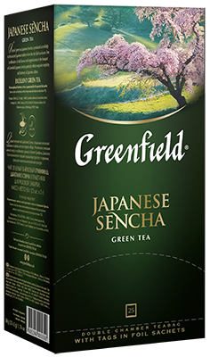 Klassik yaşıl çay Greenfield Japanese Sencha yarpaq, 100 qram