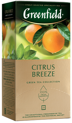 Xushbo'y yashil choy Greenfield Citrus Breeze paketlardagi, 25 dona