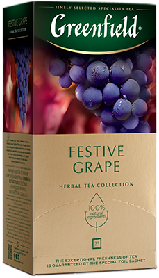 Bitki çayı Greenfield Festive Grape paketlərdə, 25 ədəd