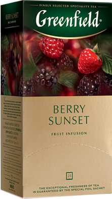 მცენარეული ჩაი Greenfield Berry Sunset ერთჯერად პაკეტებში, 25 ც