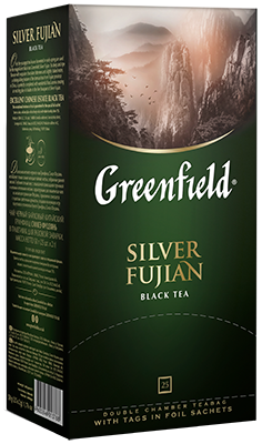 კლასიკური შავი ჩაი Greenfield Silver Fujian ერთჯერად პაკეტებში, 25 ც