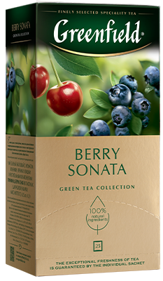 Ароматизированный зеленый чай Greenfield Berry Sonata в пакетиках, 25 шт