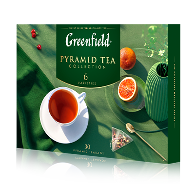 საჩუქრების შეთავაზებები Greenfield Greenfield-ის ფოთლოვანი ჩაის კოლექცია პირამიდებში, 6 სახეობა პირამიდებში, 30 ც