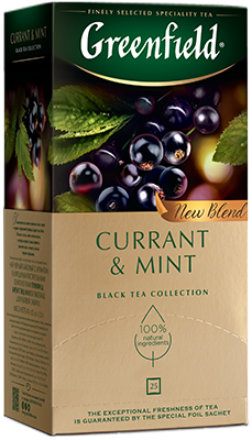 Ароматизированный черный чай Greenfield Currant & Mint в пакетиках, 25 шт