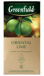 Xushbo'y qora choy Greenfield Oriental Lime paketlardagi, 25 dona