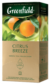 არომატიზირებული მწვანე ჩაი Greenfield Citrus Breeze ერთჯერად პაკეტებში, 25 ც