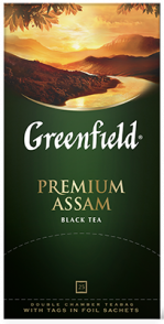 Klassik qara çay Greenfield Premium Assam paketlərdə, 25 ədəd