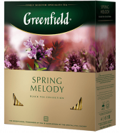 არომატიზებული შავი ჩაი Greenfield Spring Melody ერთჯერად პაკეტებში, 100 ც