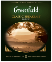 კლასიკური შავი ჩაი Greenfield Classic Breakfast ერთჯერად პაკეტებში, 100 ც