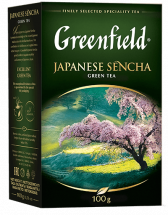 კლასიკური მწვანე ჩაი Greenfield Japanese Sencha ფოთლოვანი, 100 გ