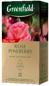 Ароматизированный черный чай Greenfield Rose Pineberry в пакетиках, 25 шт