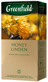 Dadlı qara çay Greenfield Honey Linden paketlərdə, 25 ədəd