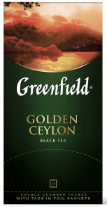 Классикалык кара чай Greenfield Golden Ceylon пакеттерде, 25 шт