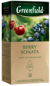 Ароматизированный зеленый чай Greenfield Berry Sonata в пакетиках, 25 шт
