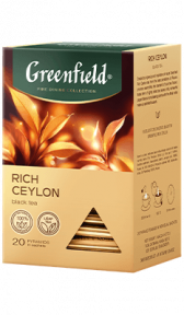 Черный чай в пирамидках Greenfield RICH CEYLON в пирамидках, 20 шт