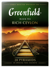 Черный чай в пирамидках Greenfield Rich Ceylon в пирамидках, 20 шт