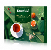 Белек сунуштары Greenfield Пирамидкалардагы Greenfield жалбырак чай коллекциясы, пирамидкаларда 6 сорт пирамидкаларда, 30 шт