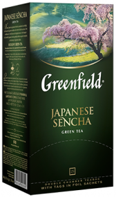 კლასიკური მწვანე ჩაი Greenfield Japanese Sencha ერთჯერად პაკეტებში, 25 ც