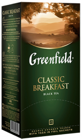 Классикалык кара чай Greenfield Classic Breakfast пакеттерде, 25 шт