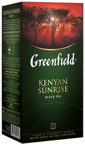 კლასიკური შავი ჩაი Greenfield Kenyan Sunrise ერთჯერად პაკეტებში, 100 ც