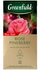 Ароматизированный черный чай Greenfield Rose Pineberry в пакетиках, 25 шт