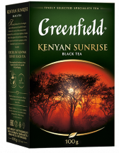 კლასიკური შავი ჩაი Greenfield Kenyan Sunrise ფოთლოვანი, 100 გ