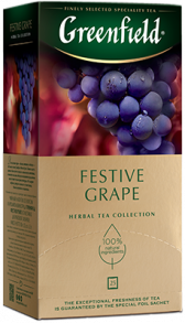 Bitki çayı Greenfield Festive Grape paketlərdə, 25 ədəd