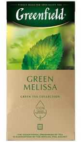 Даамдуу көк чай Greenfield Green Melissa пакеттерде, 25 шт