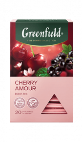 Черный чай в пирамидках Greenfield CHERRY AMOUR в пирамидках, 20 шт