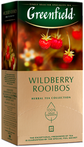 მცენარეული ჩაი Greenfield Wildberry Rooibos ერთჯერად პაკეტებში, 25 ც