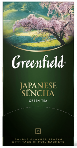 Klassik yaşıl çay Greenfield Japanese Sencha paketlərdə, 25 ədəd
