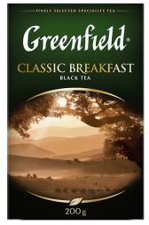 კლასიკური შავი ჩაი Greenfield Classic Breakfast ფოთლოვანი, 200 გ