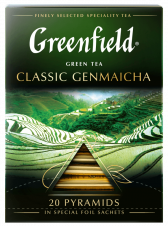 მწვანე ჩაი პირამიდებში Greenfield Classic Genmaicha პირამიდებში, 20 ც