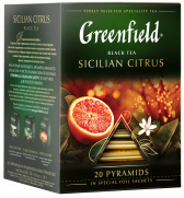 Пирамидалардагы кара чай Greenfield Sicilian Citrus пирамидкаларда, 20 шт