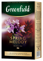არომატიზებული შავი ჩაი Greenfield Spring Melody ფოთლოვანი, 100 გ
