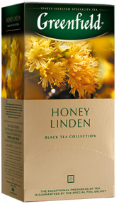 Даамдуу кара чай Greenfield Honey Linden пакеттерде, 25 шт