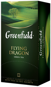 კლასიკური მწვანე ჩაი Greenfield Flying Dragon ერთჯერად პაკეტებში, 25 ც