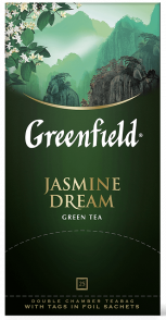 Klassik yaşıl çay Greenfield Jasmine Dream paketlərdə, 25 ədəd