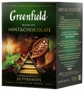 Черный чай в пирамидках Greenfield Mint & Chocolate в пирамидках, 20 шт