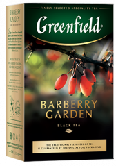 არომატიზებული შავი ჩაი Greenfield Barberry Garden ფოთლოვანი, 100 გ