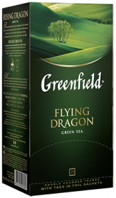 Классикалык көк чай Greenfield Flying Dragon пакеттерде, 25 шт