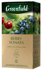 Ароматизированный зеленый чай Greenfield Berry Sonata в пакетиках, 25 шт