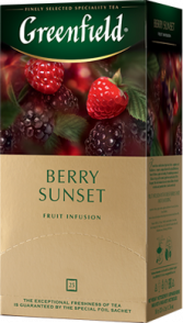მცენარეული ჩაი Greenfield Berry Sunset ერთჯერად პაკეტებში, 25 ც