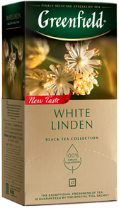 Ароматизированный черный чай Greenfield White Linden в пакетиках, 25 шт