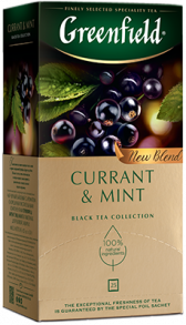 Ароматизированный черный чай Greenfield Currant & Mint в пакетиках, 25 шт