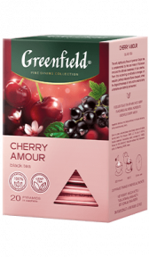 Черный чай в пирамидках Greenfield CHERRY AMOUR в пирамидках, 20 шт