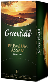 Klassik qora choy Greenfield Premium Assam paketlardagi, 25 dona